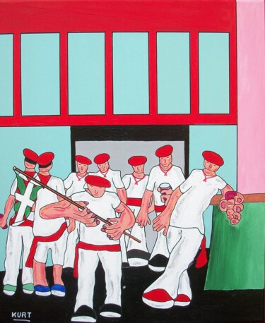 Malerei mit dem Titel "Tableau naif Fiesta…" von Didier Dordeins, Original-Kunstwerk, Acryl