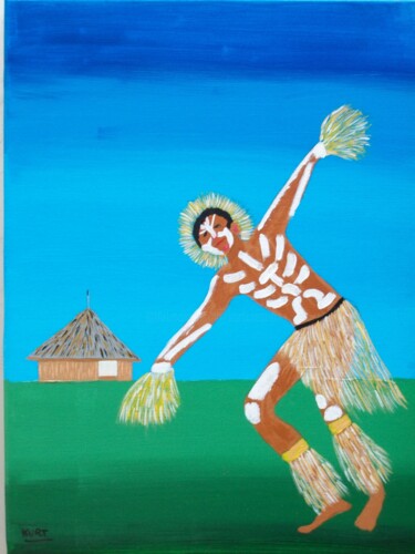 Картина под названием "culture kanak 2" - Didier Dordeins, Подлинное произведение искусства, Акрил