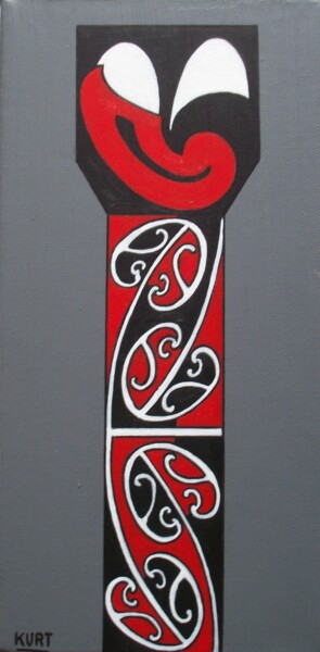 Ζωγραφική με τίτλο "totem maori" από Didier Dordeins, Αυθεντικά έργα τέχνης, Ακρυλικό