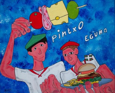 "Tableau naif Pintxo…" başlıklı Tablo Didier Dordeins tarafından, Orijinal sanat, Akrilik