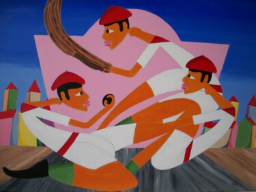 Pintura intitulada "Tableau Naif "pelot…" por Didier Dordeins, Obras de arte originais, Acrílico