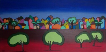 Painting titled "Tableau Naif Panora…" by Didier Dordeins, Original Artwork, Acrylic