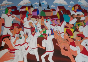 Peinture intitulée "Tableau naif fêtes…" par Didier Dordeins, Œuvre d'art originale, Acrylique