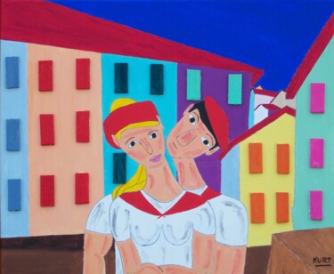 Peinture intitulée "Tableau naif Duo ba…" par Didier Dordeins, Œuvre d'art originale, Acrylique