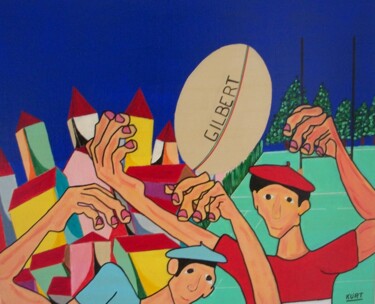 Peinture intitulée "Tableau naif Derby…" par Didier Dordeins, Œuvre d'art originale, Acrylique