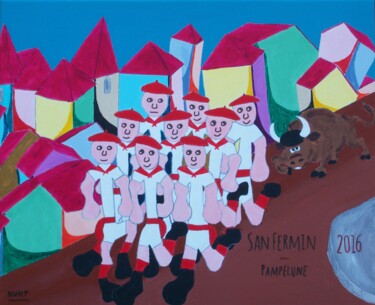 Peinture intitulée "San Fermin , Pampel…" par Didier Dordeins, Œuvre d'art originale, Acrylique