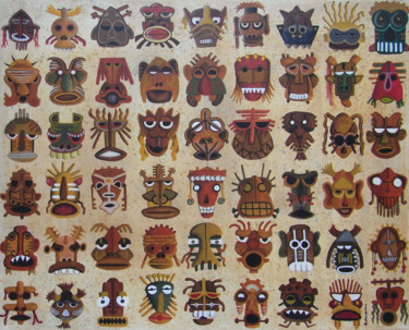 Peinture intitulée "Des Masques" par Didier Dubuis, Œuvre d'art originale, Acrylique