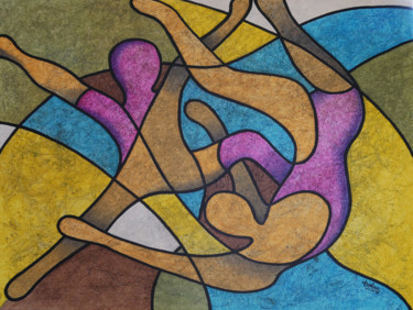 Malerei mit dem Titel "Lutte" von Didier Dubuis, Original-Kunstwerk, Acryl
