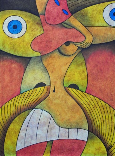 Painting titled "Drôle de ménage" by Didier Dubuis, Original Artwork, Acrylic