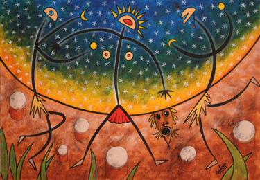 Peinture intitulée "Danse tribale" par Didier Dubuis, Œuvre d'art originale, Acrylique