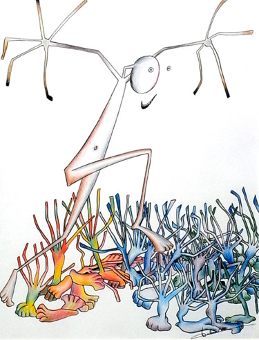 Drawing titled "Opinion publique" by Didier Dubuis, Original Artwork, Pencil