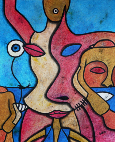 Malerei mit dem Titel "Mais-qui-sont-ils ?" von Didier Dubuis, Original-Kunstwerk, Öl