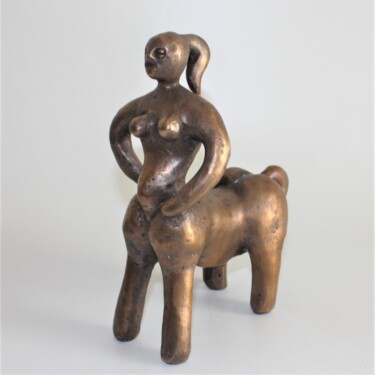 Sculpture titled "Centaurette arrondi…" by Didier Fournier, Original Artwork, Bronze