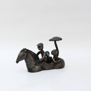 Sculpture intitulée "Promenade à cheval…" par Didier Fournier, Œuvre d'art originale, Bronze