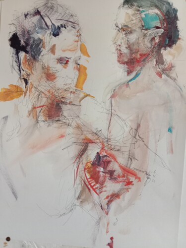 Schilderij getiteld "Sur le fil" door Didier Gilliers, Origineel Kunstwerk, Inkt