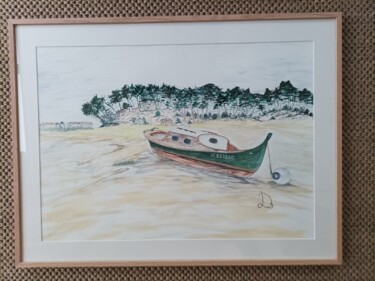 Painting titled "Claouey,Bassin d'Ar…" by Didier Lembeye, Original Artwork, Watercolor
