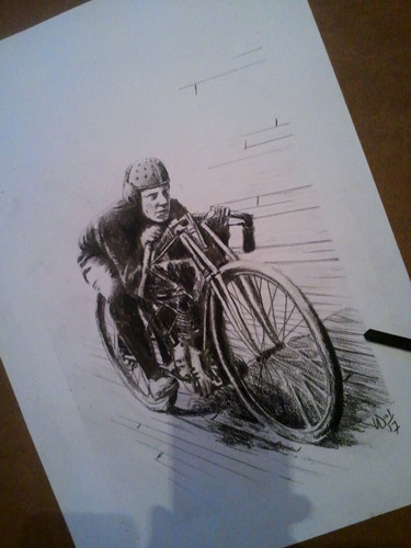 Motard Piste Drawing titled "Motard Piste" by Atelier54, Original Art, Charcoal