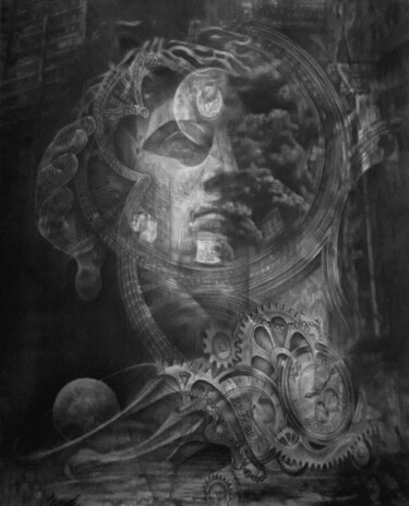 Dibujo titulada "Spelunca allegoria" por Didier Merceret, Obra de arte original, Lápiz Montado en Bastidor de camilla de mad…