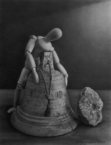 Dessin intitulée "La cloche" par Didier Merceret, Œuvre d'art originale, Crayon Monté sur Autre panneau rigide