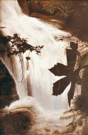 Drawing titled "cascade (vosges)" by Didier Merceret, Original Artwork