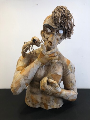 Γλυπτική με τίτλο "Face à face" από Didier Mori, Αυθεντικά έργα τέχνης, Χαρτόνι