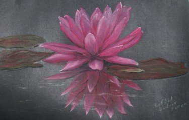 Drawing titled "Le nénuphar" by Didier Piron, Original Artwork, Pastel
