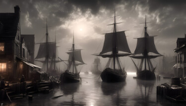 Arte digital titulada "Return to port" por Didier Pistol, Obra de arte original, Imagen generada por IA