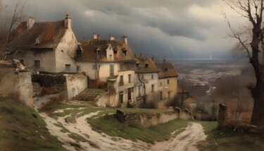 Цифровое искусство под названием "Un village perché d…" - Didier Pistol, Подлинное произведение искусства, Изображение, сген…