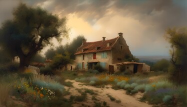 Arts numériques intitulée "Une Vie Provençale" par Didier Pistol, Œuvre d'art originale, Image générée par l'IA