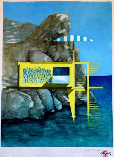 Peinture intitulée "Télétravailleur des…" par Didier Plane, Œuvre d'art originale, Aquarelle