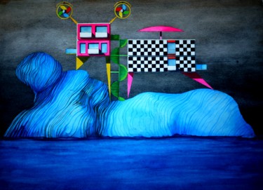 Peinture intitulée "Télétravailleurs -…" par Didier Plane, Œuvre d'art originale, Aquarelle