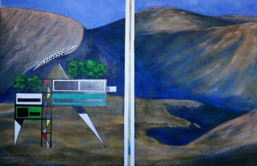 Dessin intitulée "Mondrian des Dunes" par Didier Plane, Œuvre d'art originale, Pastel