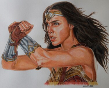 Malerei mit dem Titel "Wonder Woman - Gal…" von Didier Plouviez, Original-Kunstwerk, Aquarell