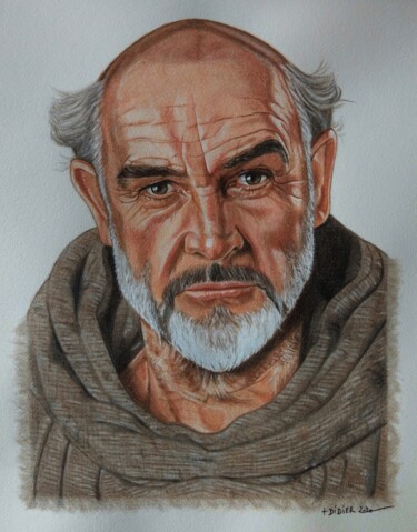 Painting titled "Sean Connery - Le N…" by Didier Plouviez, Original Artwork, Watercolor