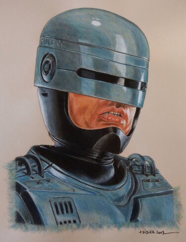 Malerei mit dem Titel "Robocop - Peter Wel…" von Didier Plouviez, Original-Kunstwerk, Aquarell