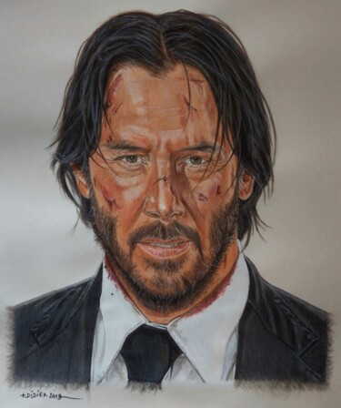 绘画 标题为“Keanu Reeves - John…” 由Didier Plouviez, 原创艺术品, 水彩