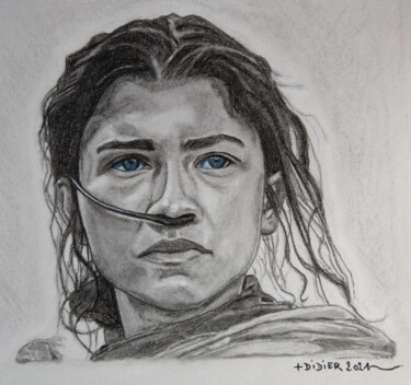 Drawing titled "Chani - Zendaya - D…" by Didier Plouviez, Original Artwork, Charcoal