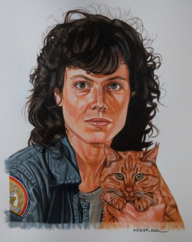 Schilderij getiteld "Ellen Ripley - Jone…" door Didier Plouviez, Origineel Kunstwerk, Aquarel