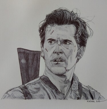 Drawing titled "Ash Williams (Bruce…" by Didier Plouviez, Original Artwork, Ballpoint pen
