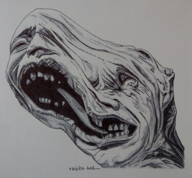 Drawing titled "The Thing - Split F…" by Didier Plouviez, Original Artwork, Ballpoint pen