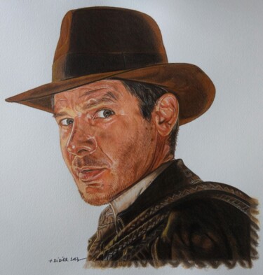 Painting titled "Indiana Jones" by Didier Plouviez, Original Artwork, Watercolor