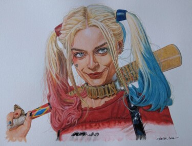 Drawing titled "Harley Quinn  (Marg…" by Didier Plouviez, Original Artwork, Watercolor