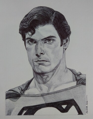 Drawing titled "Superman - Christop…" by Didier Plouviez, Original Artwork, Ballpoint pen