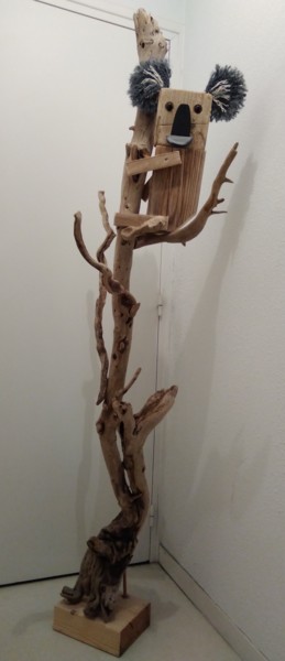 Skulptur mit dem Titel "Koala" von Roudon, Original-Kunstwerk, Holz
