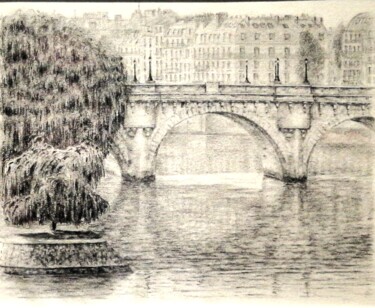 Drawing titled "Pont Neuf" by Didier Saby, Original Artwork, Graphite