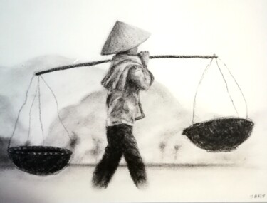 Drawing titled "Img23" by Didier Saby, Original Artwork, Charcoal
