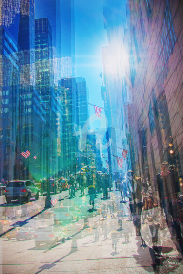 Photographie intitulée "Vibration 2446 - NYC" par Didier Steyaert, Œuvre d'art originale, Photographie manipulée Monté sur A…