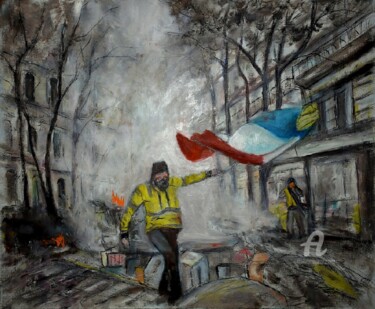 Painting titled "Les gilets jaunes" by Didier Watrin (watrin91), Original Artwork, Oil