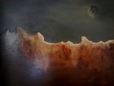 Painting titled "Sous la lune" by Didier Di Martino, Original Artwork, Acrylic Mounted on Wood Stretcher frame