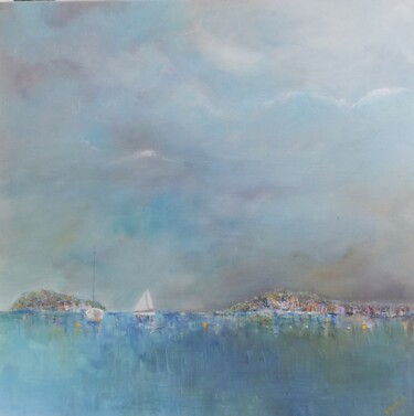 Painting titled "La baie de Bandol" by Didier Di Martino, Original Artwork, Acrylic Mounted on Wood Stretcher frame